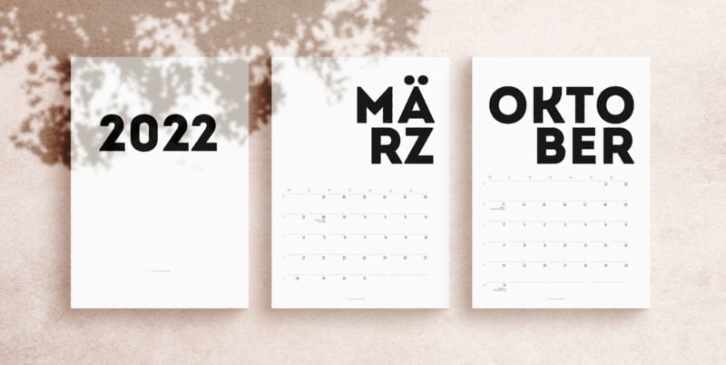 Kalender 2022: kostenloser Download