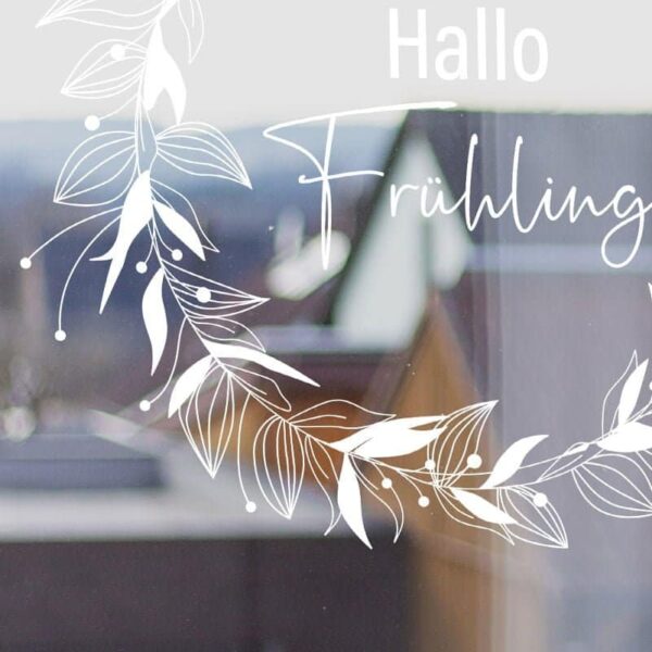 Fensterbild-Vorlage - Hallo Frühling mit dem Kreide Stift