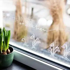 Kreidemarker-Vorlage Frühlingserwachen - moderne Fenster Deko mit dem Kreidestift
