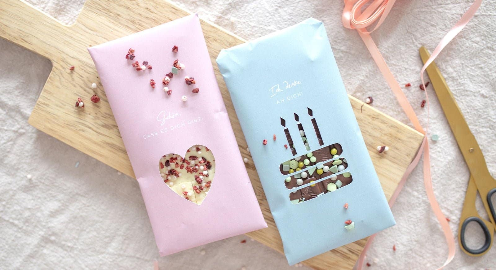 Freebie: DIY Schokolade mi Geschenkrock zum Muttertag oder Geburtstag