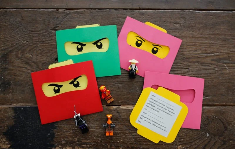 Ninjago-Einladungskarte Kindergebutstag basteln 