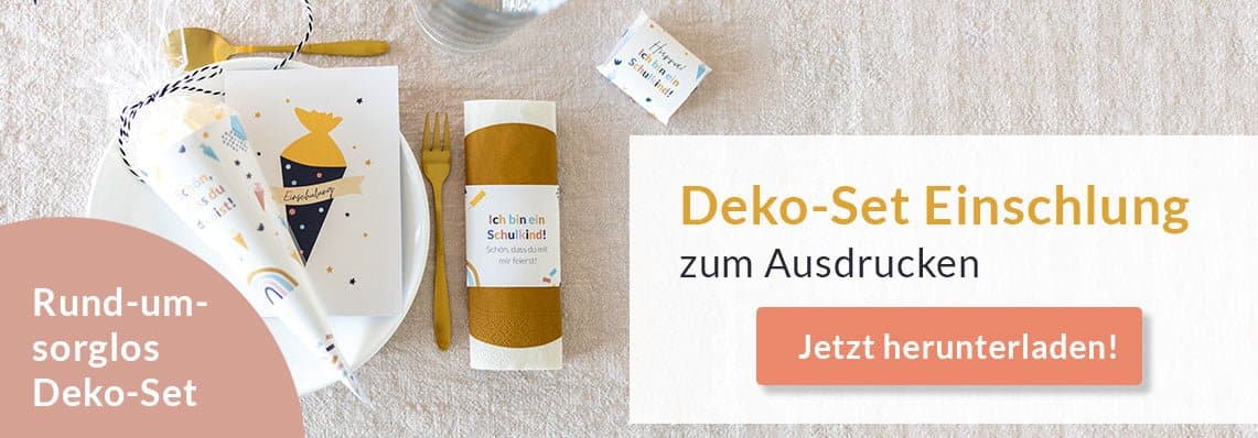 Deko Set Ausdrucken Einschulung Girlande Karte Banner