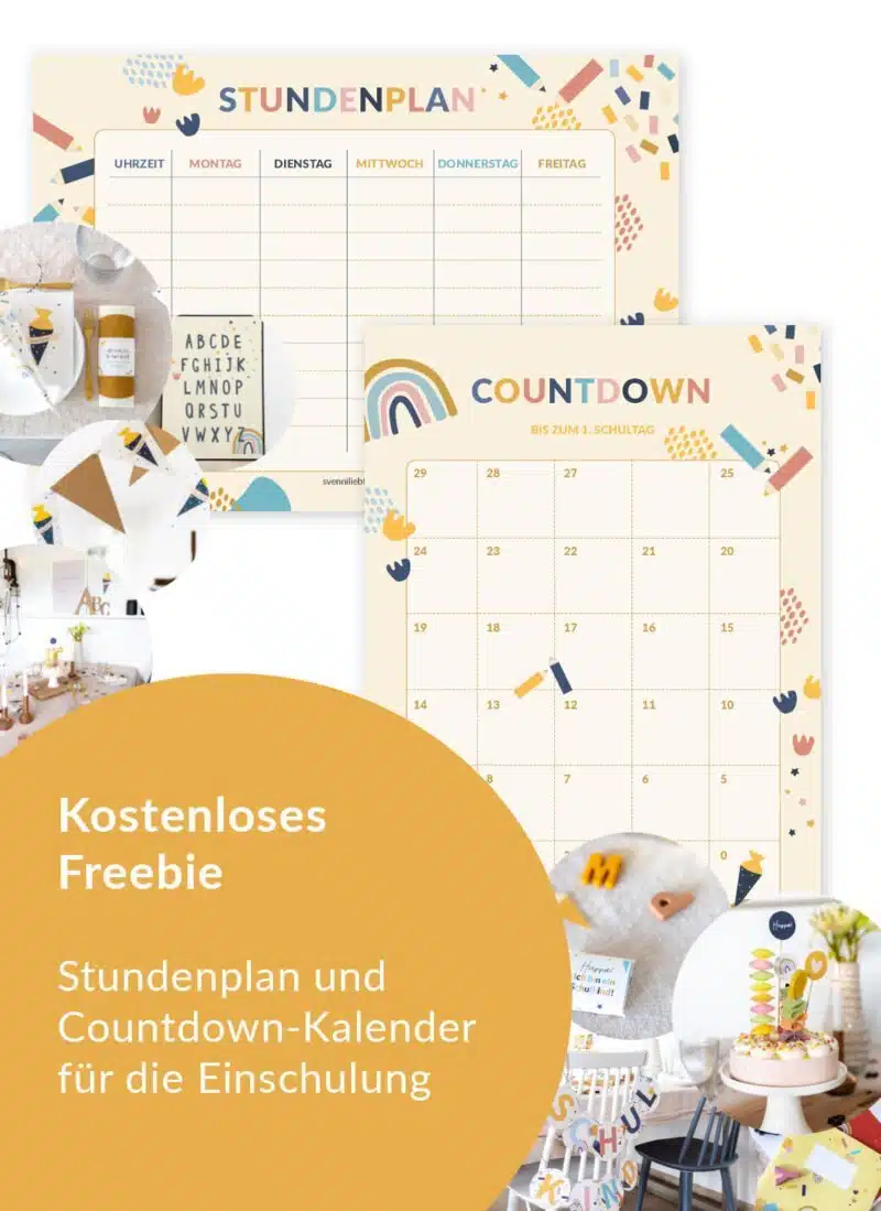 Kostenloses Freebie: Stundenplan und Countdown-Kalender für die Einschulung jetzt herunterladen