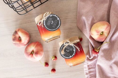 Rezept: Schicht-Marmelade mit Pfirsich und Erdbeeren