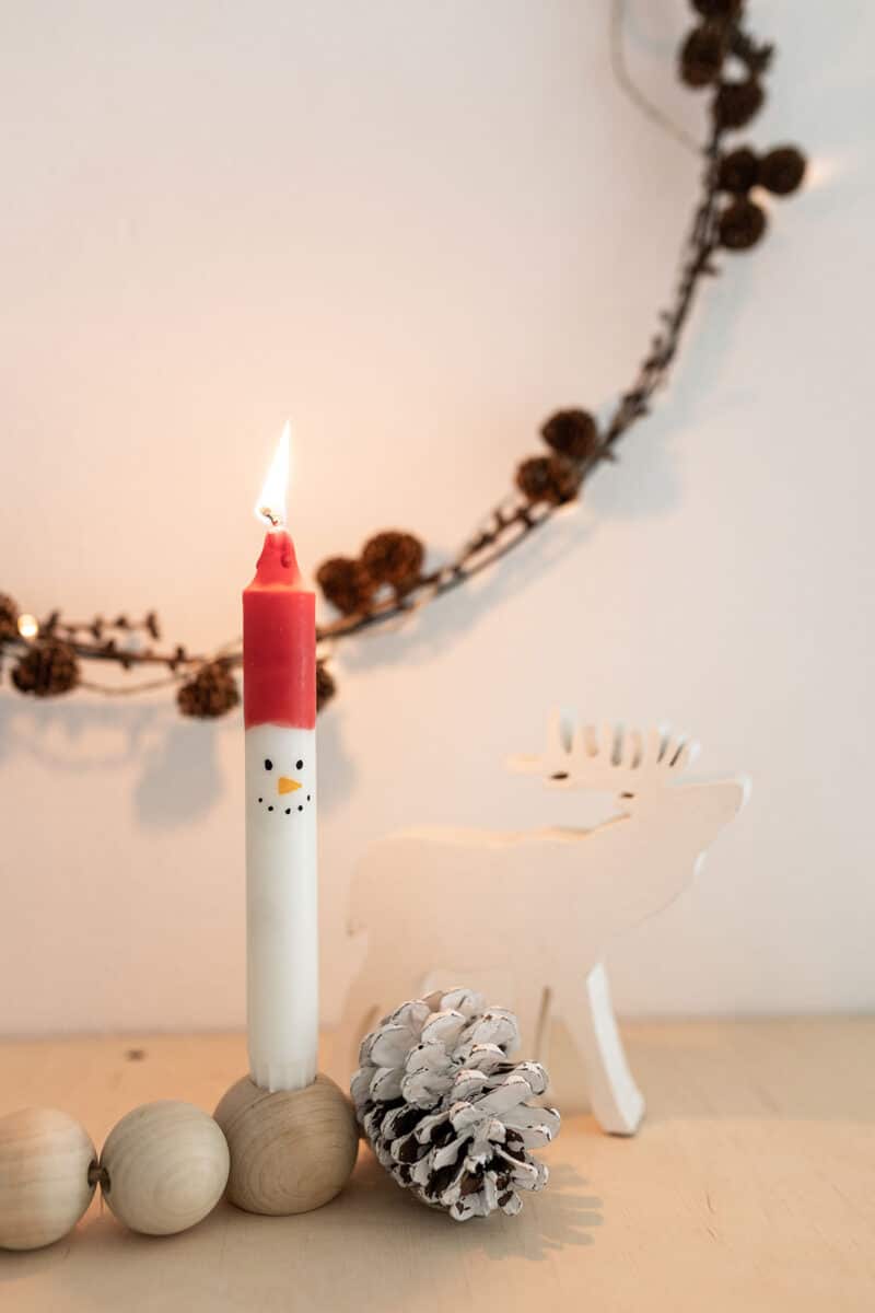 Selbstgemachte Tomte Kerzen mit Kindern basteln