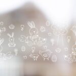Fensterbild Vorlage Oster-Deko: Kindermotiv Kreidemarker