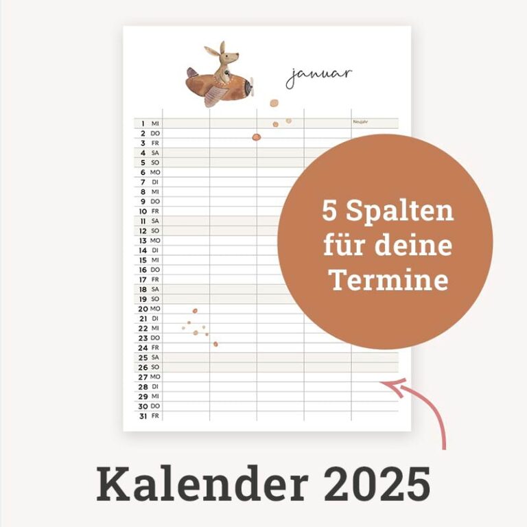 Kalender Familienplaner 2025 zum Ausdrucken