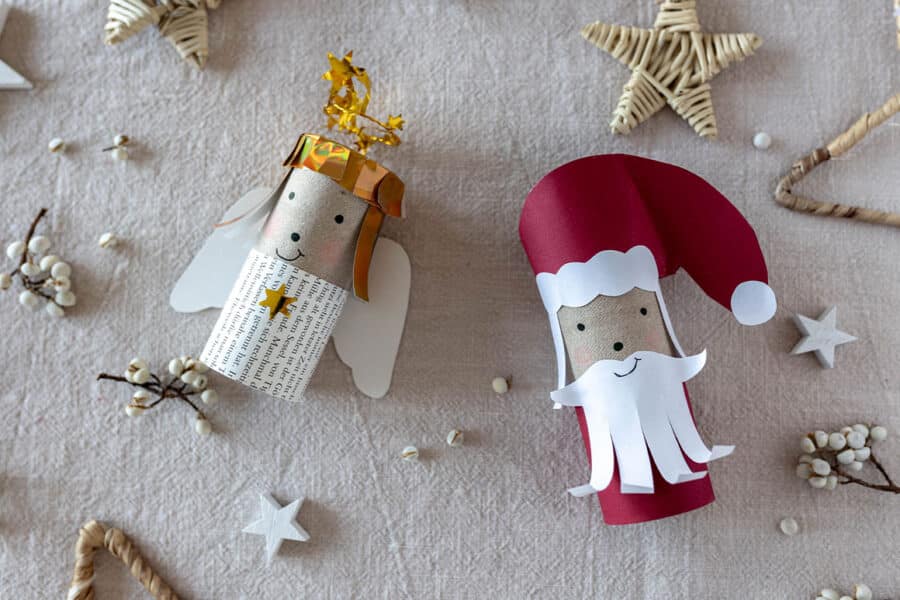 Basteln mit Kindern zu Weihnachten: DIY Weihnachtsdeko aus Klorollen – Engel, Weihnachtsmann und mehr!