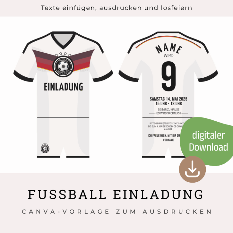 Einladung zum Fußball Geburtstag einfach personalisieren und ausdrucken