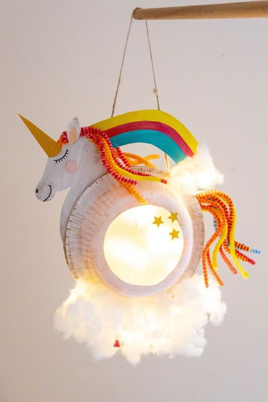 Einhorn-Laterne basteln mit Papptellern – 2 einfache Ideen mit Vorlage 11 11 Einhorn Laterne basteln 3