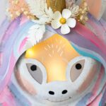 Einhorn Laterne basteln aus Papptellern mit Vorlage