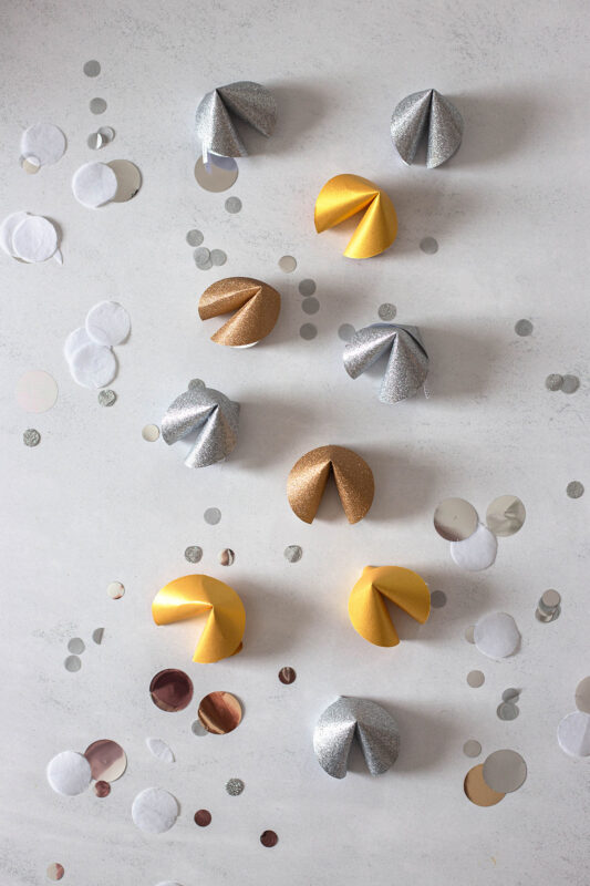 Glückskekse in gold und silber