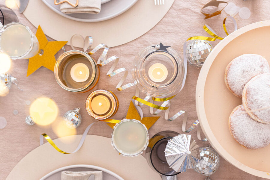Silvester Deko Idee mit silber und gold