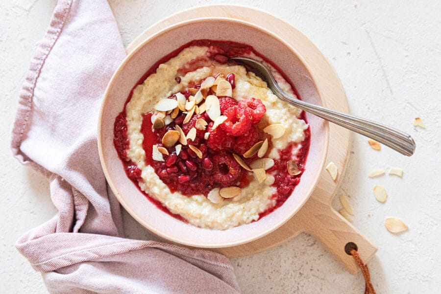 Vanille Porridge mit Himbeeren - cremiges Porridge Rezept