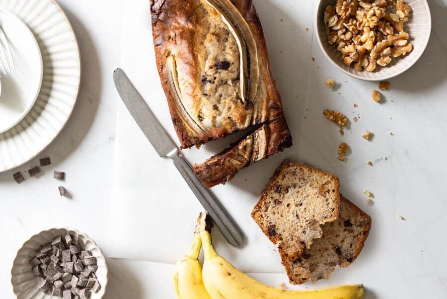 Saftiges Bananenbrot Rezept mit Schokolade und Walnüssen 2 2 Bananenbrot mit Schokolade und Walnüssen