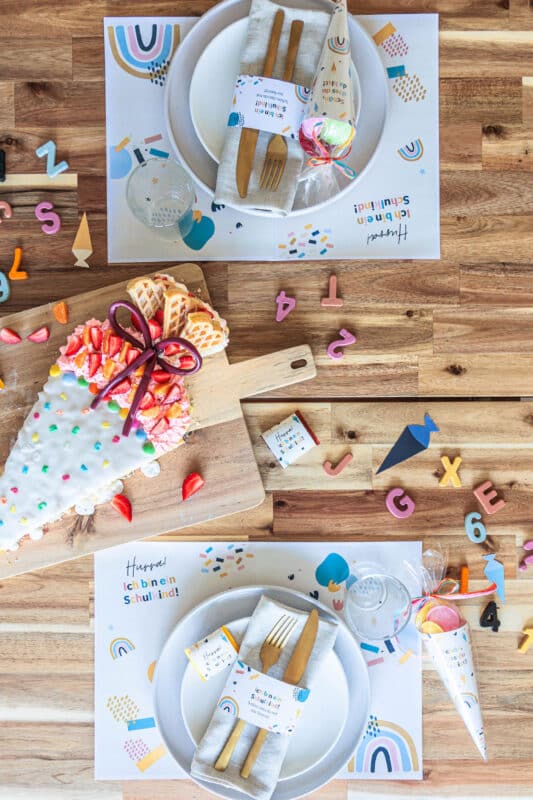 Kuchen Einschulung: Einfacher Schultüten Kuchen vom Blech mit kostenloser Vorlage 10 10 Einfachen Kuchen für die Einschulung backen