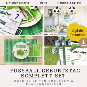 Fußball Kindergeburtstag: Einladungskarte, Deko und Spiele zum Ausdrucken